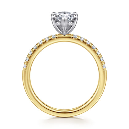 Carmellia - 14K White-Yellow Gold Pear Shape Diamond Engagement Ring