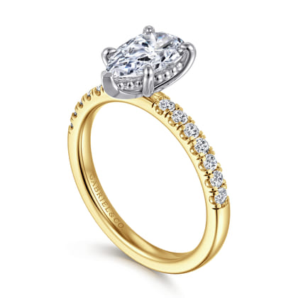 Carmellia - 14K White-Yellow Gold Pear Shape Diamond Engagement Ring