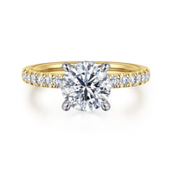 Carmellia - 14K White-Yellow Gold Round Diamond Engagement Ring
