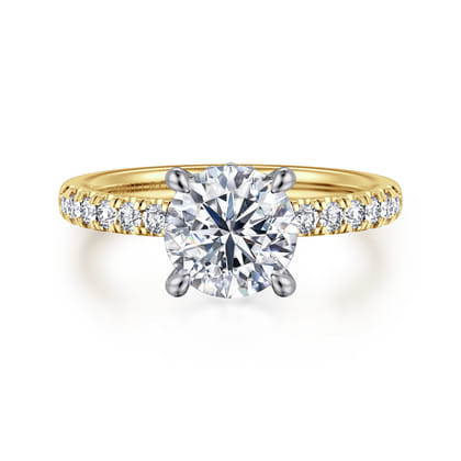 Carmellia - 14K White-Yellow Gold Round Diamond Engagement Ring