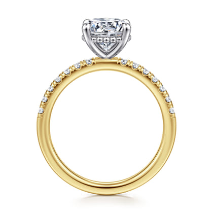Carmellia - 14K White-Yellow Gold Round Diamond Engagement Ring