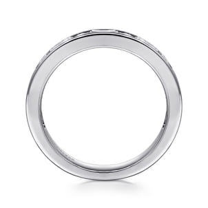 Caro - 14K White Gold Channel Baguette and Round Diamond Anniversary Band