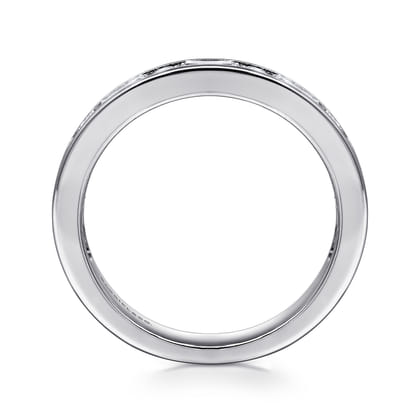 Caro - 14K White Gold Channel Baguette and Round Diamond Anniversary Band
