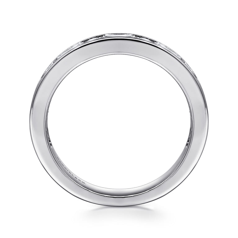 Straight Wedding Ring in 14k White Gold with Baguette Natural Diamond at Gabriel & Co. - Shot 2