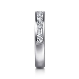 Caro - 14K White Gold Channel Baguette and Round Diamond Anniversary Band