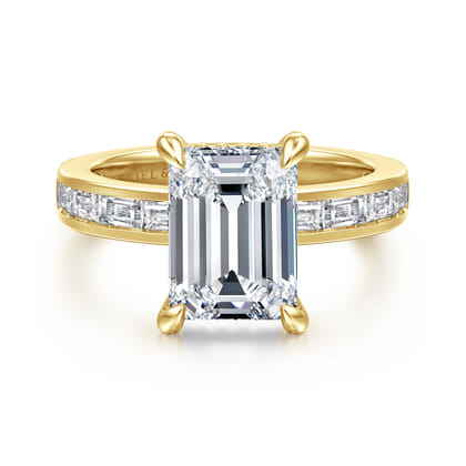 Carolie - 14K Yellow Gold Emerald Cut Diamond Engagement Ring