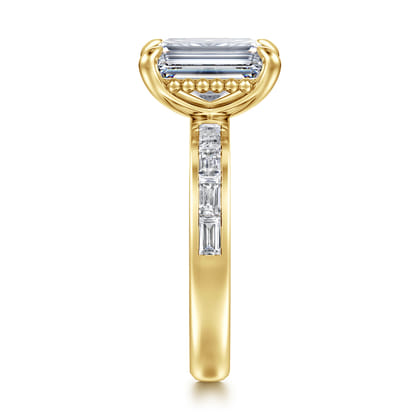 Carolie - 14K Yellow Gold Emerald Cut Diamond Engagement Ring