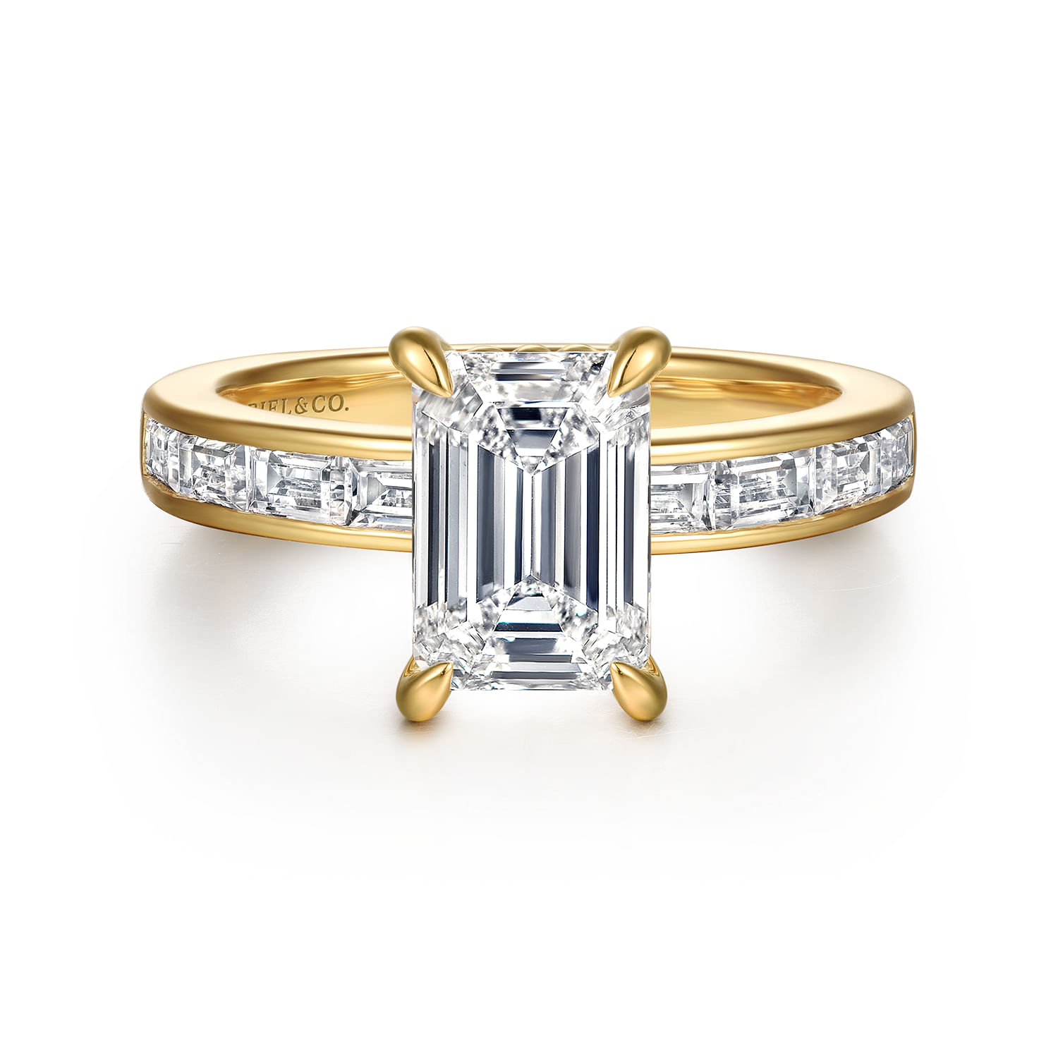 Carolie - 14K Yellow Gold Emerald Cut Diamond Engagement Ring