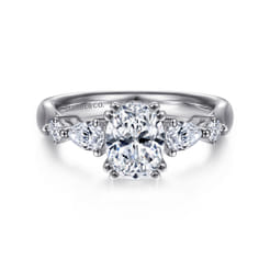 Carrie - 14K White Gold Oval Five Stone Diamond Engagement Ring