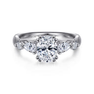Carrie - 14K White Gold Oval Five Stone Diamond Engagement Ring