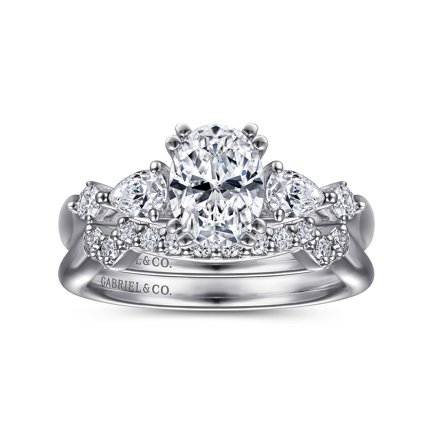 Carrie - 14K White Gold Oval Five Stone Diamond Engagement Ring