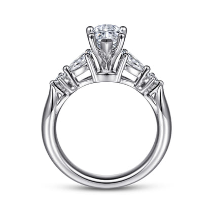 Carrie - 14K White Gold Pear Shape Five Stone Diamond Engagement Ring