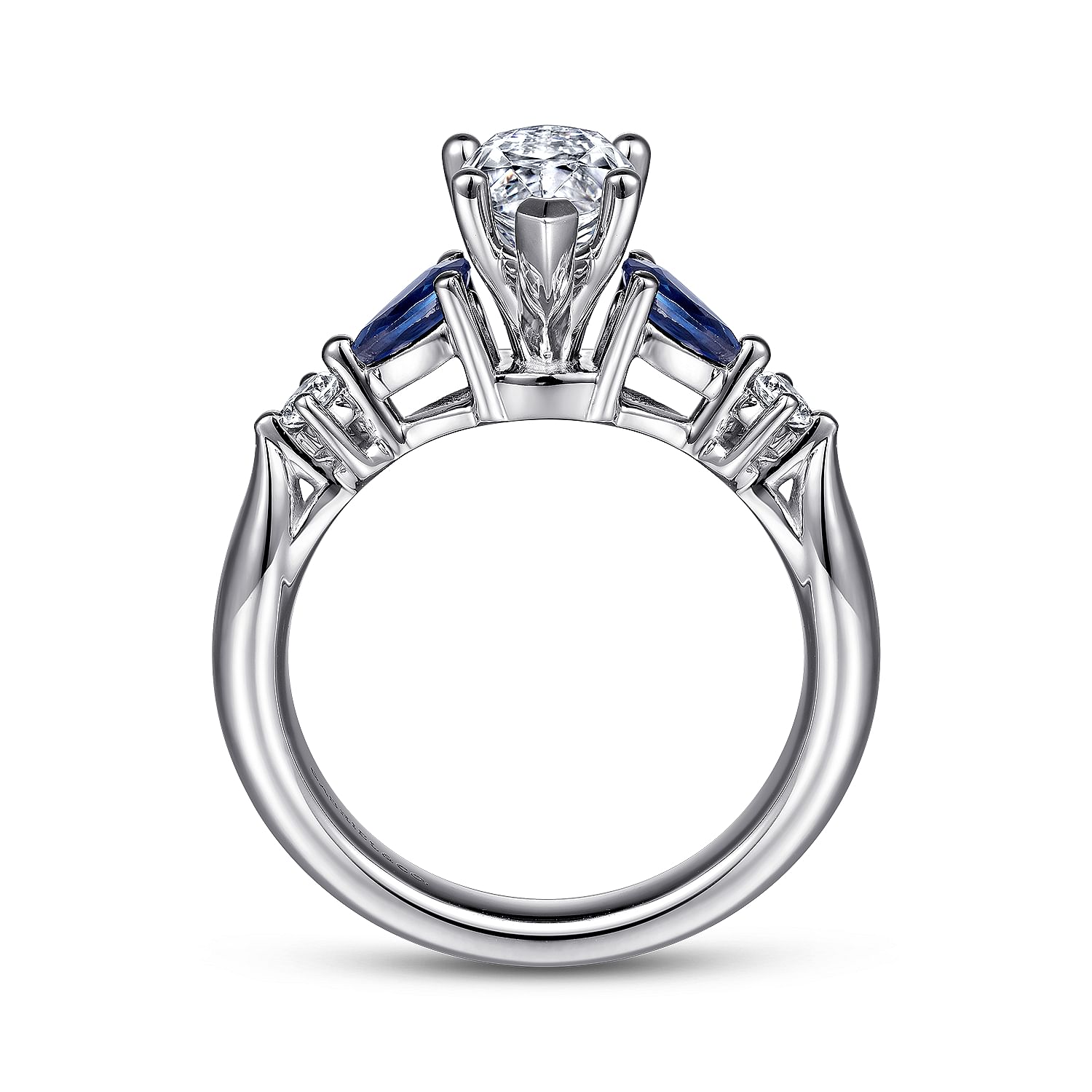 1.50 CT Pear Cut Sapphire & Round Diamond Wedding Engagement Ring, Solid 14K hotsell White Gold Finish, Simulated Diamond Ring