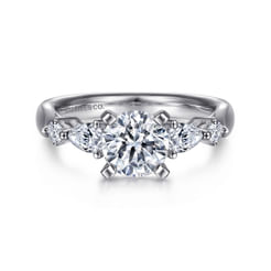 14K White Gold Round Five Stone Diamond Engagement Ring