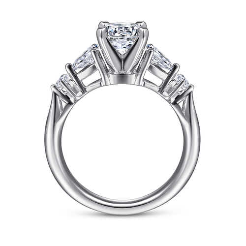 Carrie - 14K White Gold Round Five Stone Diamond Engagement Ring - 0.47 ct - Shot 2