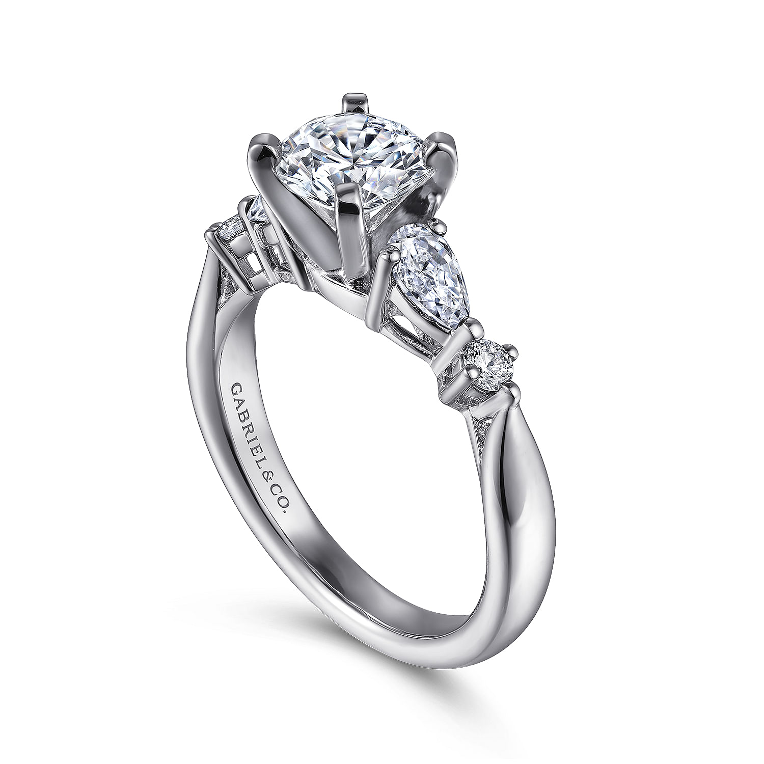 Carrie - 14K White Gold Round Five Stone Diamond Engagement Ring - 0.47 ct - Shot 3