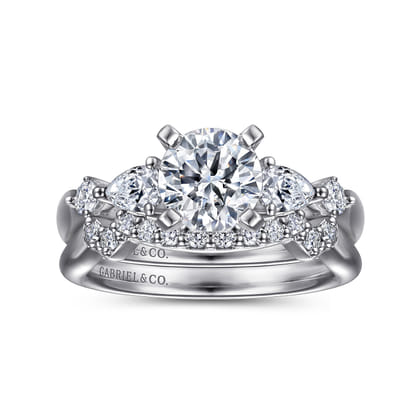 Carrie - 14K White Gold Round Five Stone Diamond Engagement Ring