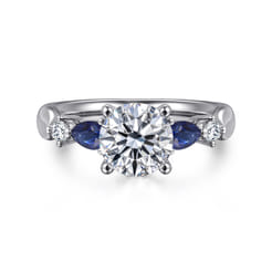 Carrie - 14K White Gold Round Five Stone Sapphire and Diamond Engagement Ring