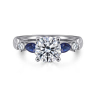 Carrie - 14K White Gold Round Five Stone Sapphire and Diamond Engagement Ring