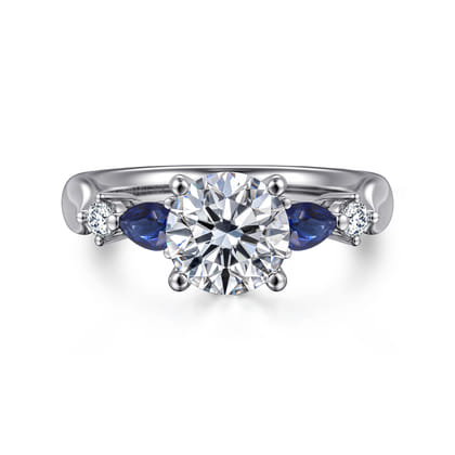 Carrie - 14K White Gold Round Five Stone Sapphire and Diamond Engagement Ring