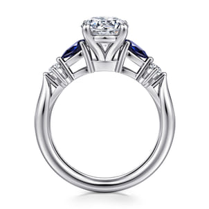 Carrie - 14K White Gold Round Five Stone Sapphire and Diamond Engagement Ring