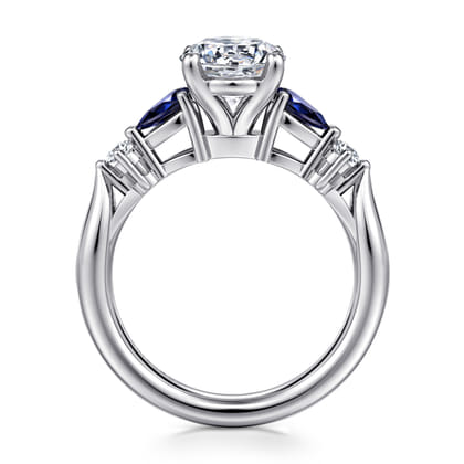Carrie - 14K White Gold Round Five Stone Sapphire and Diamond Engagement Ring