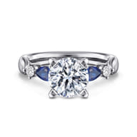 Carrie - 14K White Gold Round Five Stone Sapphire and Diamond Engagement Ring