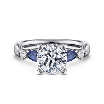 Carrie - 14K White Gold Round Five Stone Sapphire and Diamond Engagement Ring