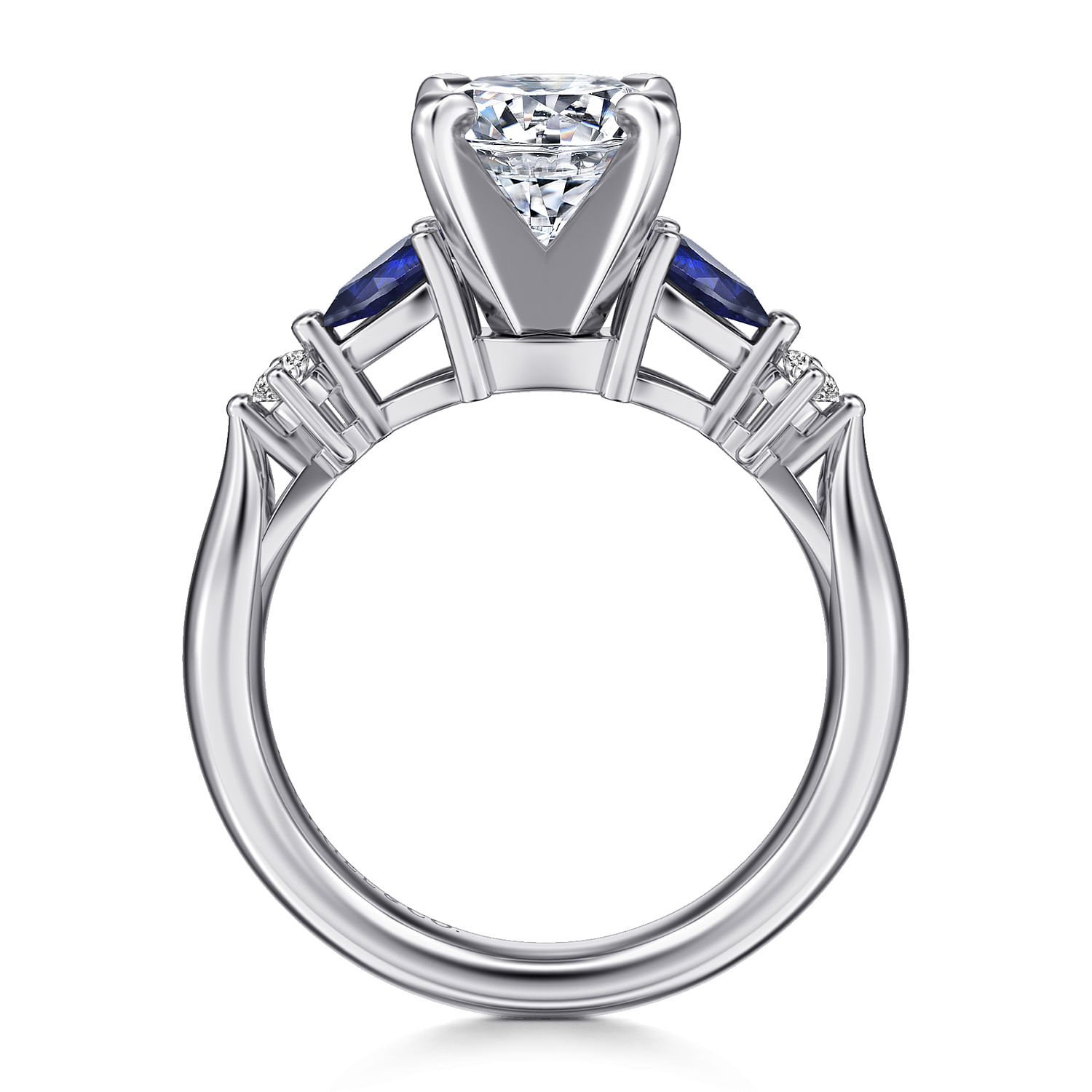 Carrie - 14K White Gold Round Five Stone Sapphire and Diamond Engagement Ring