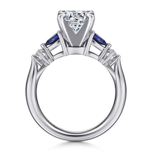 Carrie - 14K White Gold Round Five Stone Sapphire and Diamond Engagement Ring