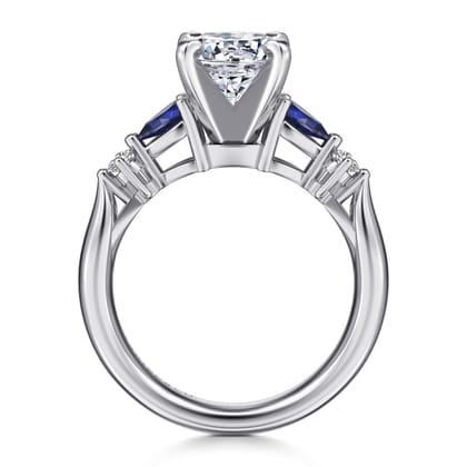 Carrie - 14K White Gold Round Five Stone Sapphire and Diamond Engagement Ring