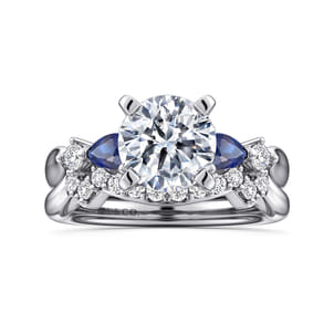 Carrie - 14K White Gold Round Five Stone Sapphire and Diamond Engagement Ring