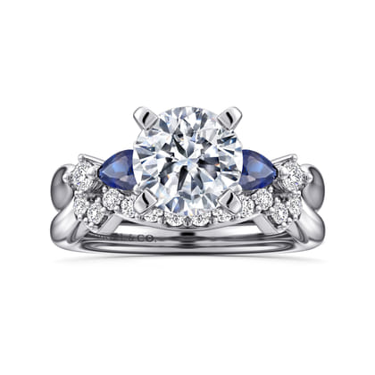 Carrie - 14K White Gold Round Five Stone Sapphire and Diamond Engagement Ring
