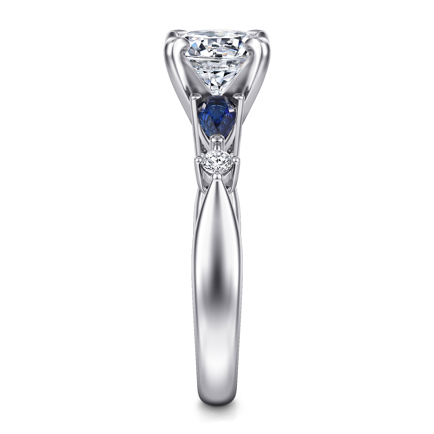 Carrie - 14K White Gold Round Five Stone Sapphire and Diamond Engagement Ring
