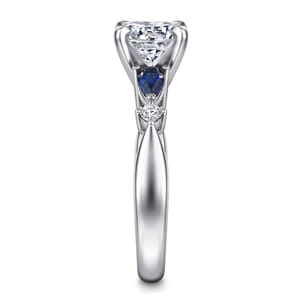 Carrie - 14K White Gold Round Five Stone Sapphire and Diamond Engagement Ring