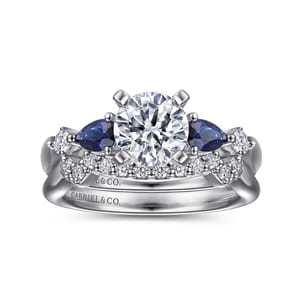Carrie - 14K White Gold Round Five Stone Sapphire and Diamond Engagement Ring