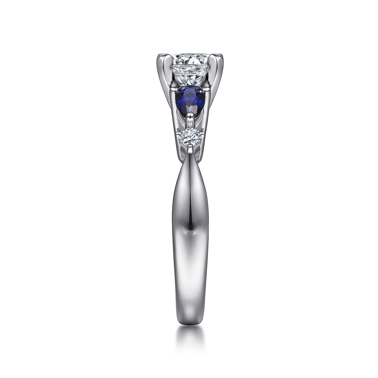 Carrie - 14K White Gold Round Five Stone Sapphire and Diamond Engagement Ring