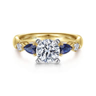 Carrie - 14K White-Yellow Gold Round Five Stone Sapphire and Diamond Engagement Ring