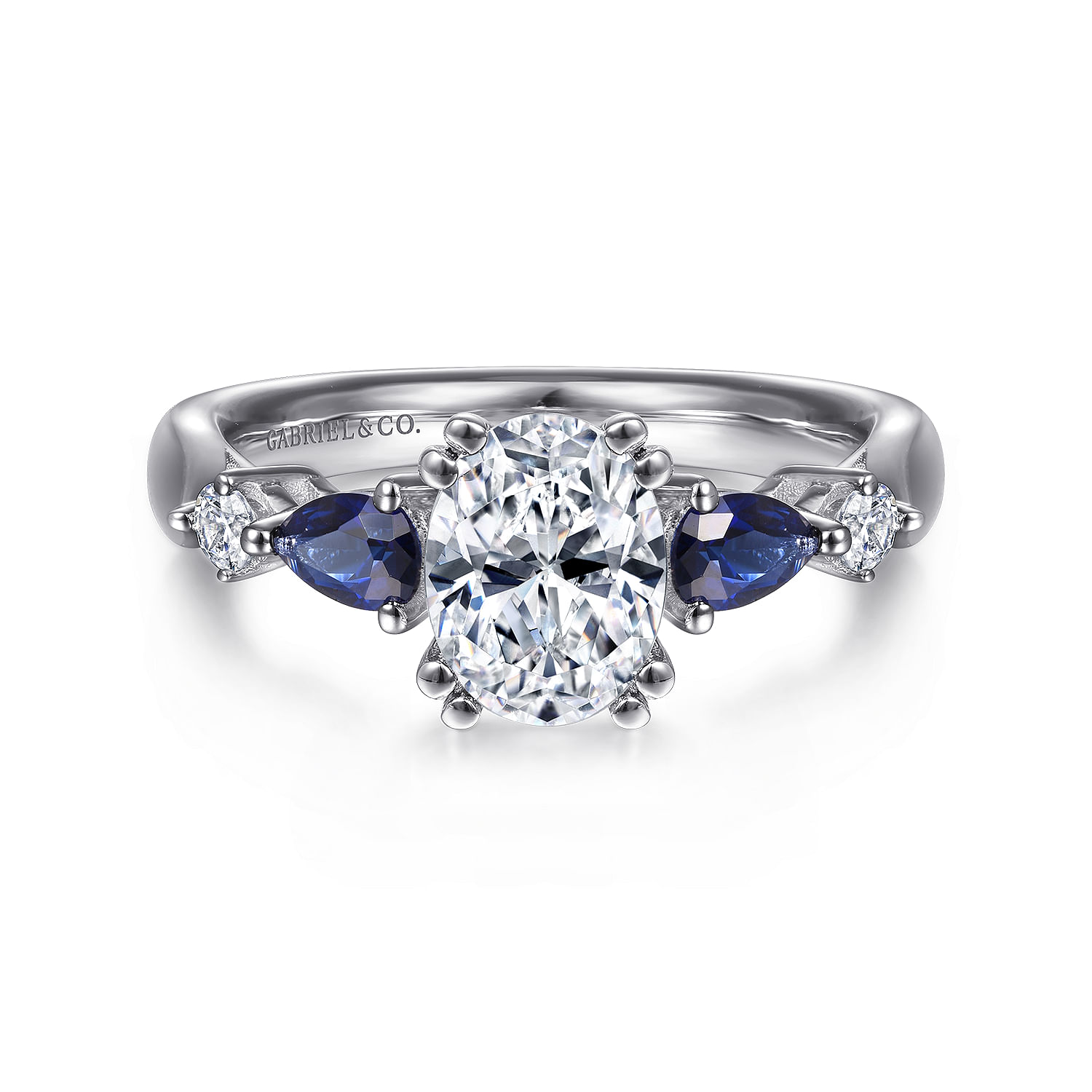 Carrie - Oval Five Stone Sapphire and Diamond Engagement Ring in Platinum