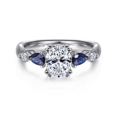 Carrie - Oval Five Stone Sapphire and Diamond Engagement Ring in Platinum