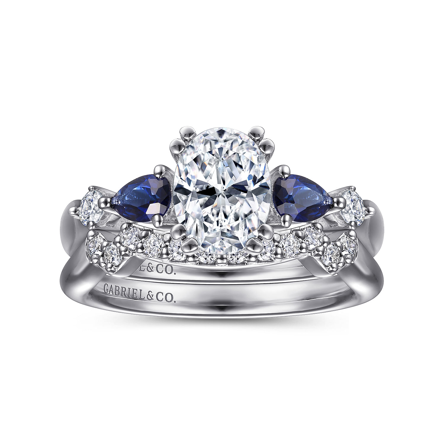 Carrie - Oval Five Stone Sapphire and Diamond Engagement Ring in Platinum