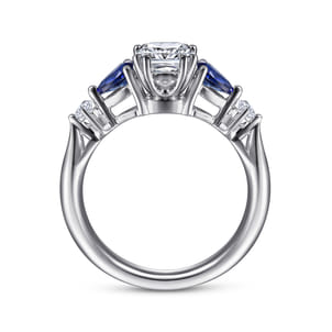 Carrie - Platinum Cushion Cut Five Stone Sapphire and Diamond Engagement Ring