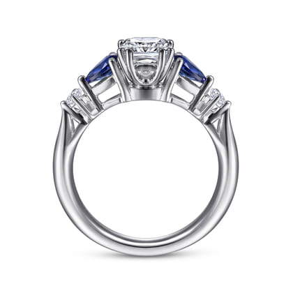 Carrie - Platinum Cushion Cut Five Stone Sapphire and Diamond Engagement Ring