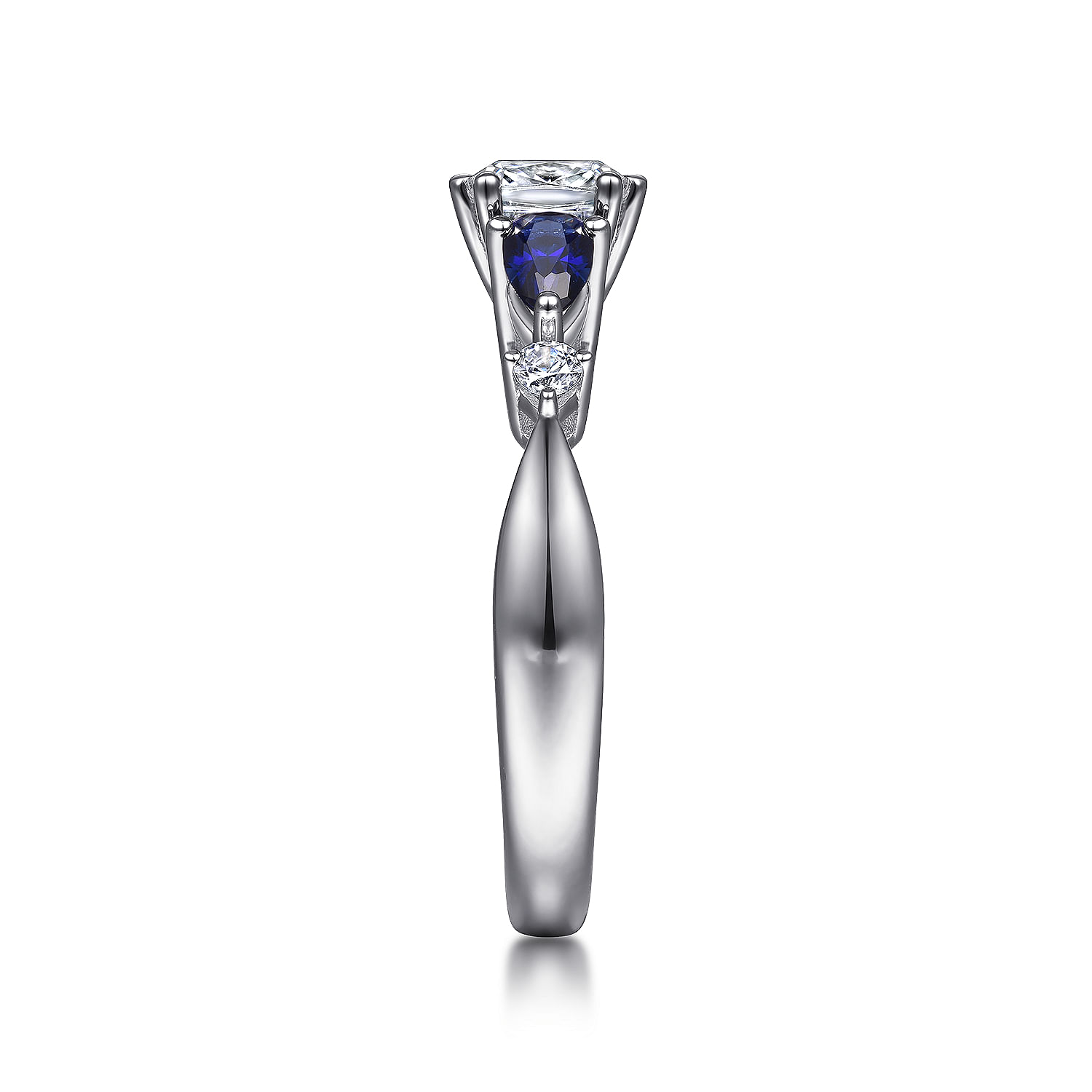 Carrie - Platinum Cushion Cut Five Stone Sapphire and Diamond Engagement Ring