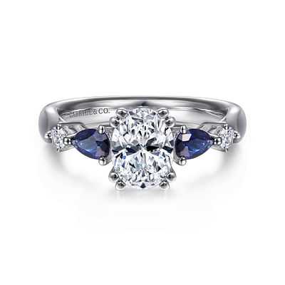 Carrie - Platinum Oval Five Stone Sapphire and Diamond Engagement Ring