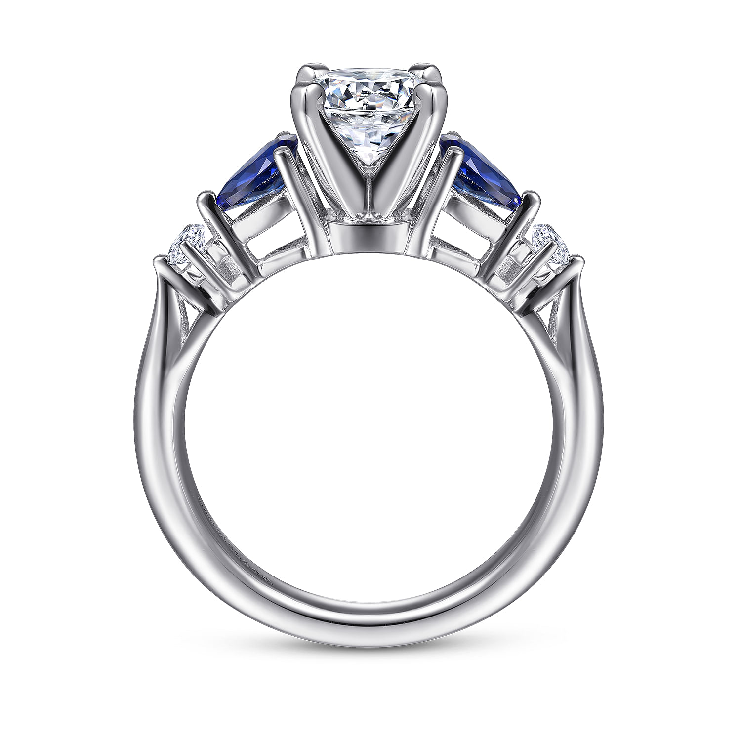 Carrie - Platinum Round Five Stone Sapphire and Diamond Engagement Ring