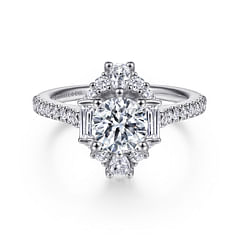 Carrington - Unique 14K White Gold Art Deco Halo Diamond Channel Set Engagement Ring