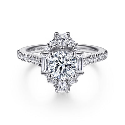 Carrington - Unique 14K White Gold Art Deco Halo Diamond Channel Set Engagement Ring