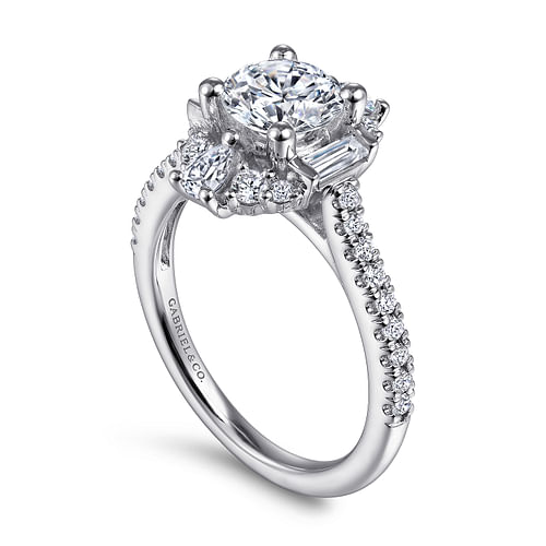 Carrington - Unique Platinum Art Deco Halo Diamond Engagement Ring - 0.67 ct - Shot 3