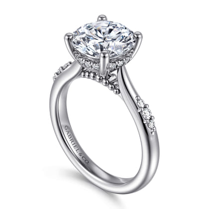Carroline - 14K White Gold Round Diamond Engagement Ring